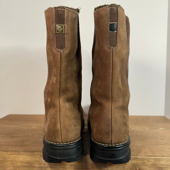 Columbia Shirebrook LeatherWaterproof Winter Boots Womens 8.5 Fleece Omni Grip - Picture 4 of 14